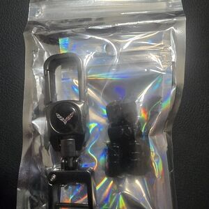 TRD Keychain with Black Valve Caps